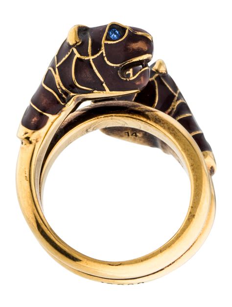 ring tiger gucci ring red enamel|Gucci tiger heads wrap ring.